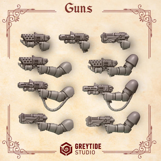 Crimson Lords Guns Kit Bash Bits Set for Wargames & Skirmish Tabletop 3d Printed