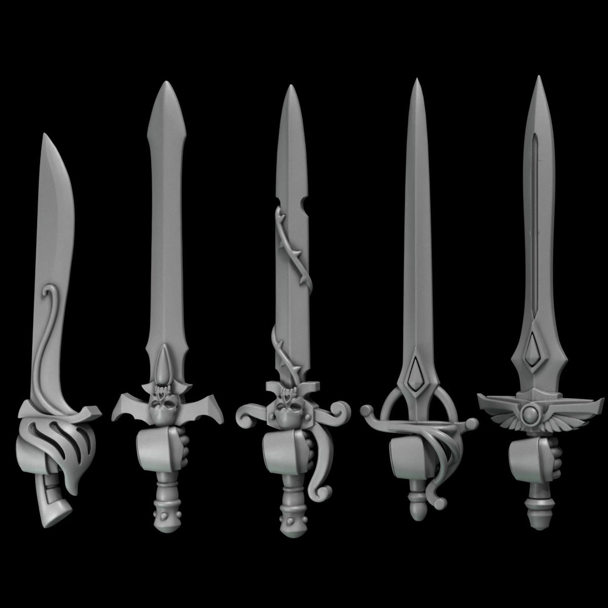 Crimson Lords Swords Kit Bash Bits Set for Wargames & Skirmish Tabletop 3d Printed
