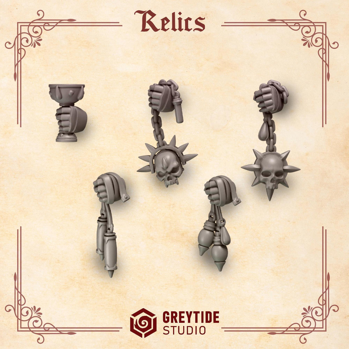 Crimson Lords Relic Accessories Kit Bash Bits Set for Wargames & Skirmish Tabletop 3d Printed