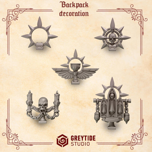 Crimson Lords Backpack decoration Accessories Kit Bash Bits Set for Wargames & Skirmish Tabletop 3d Printed