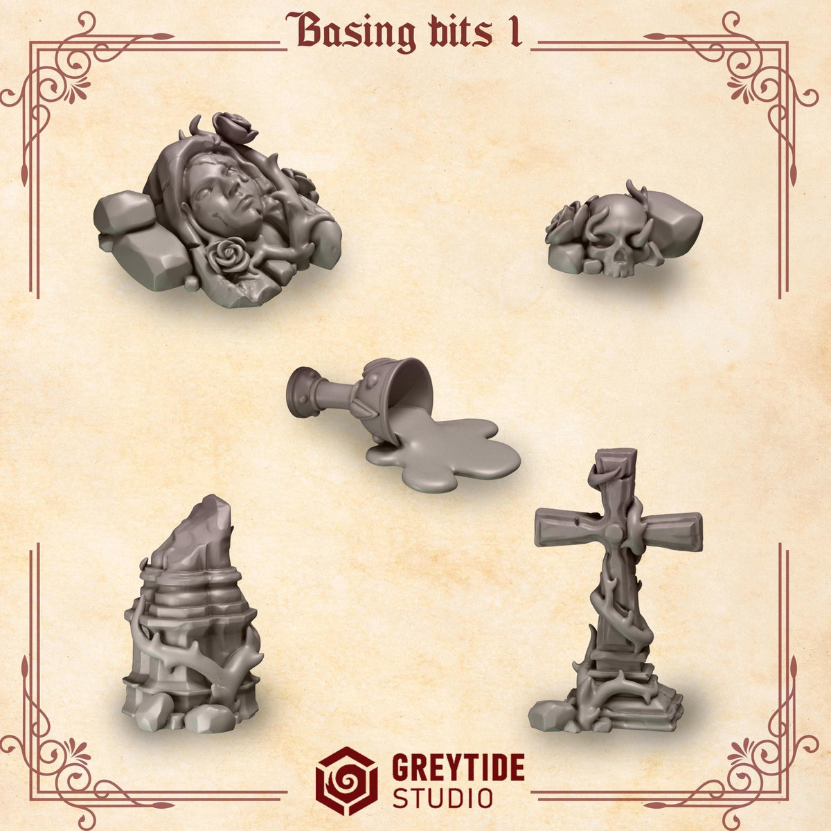Crimson Lords Basing Bits 1 Kit Bash Set for Wargames & Skirmish Tabletop 3d Printed