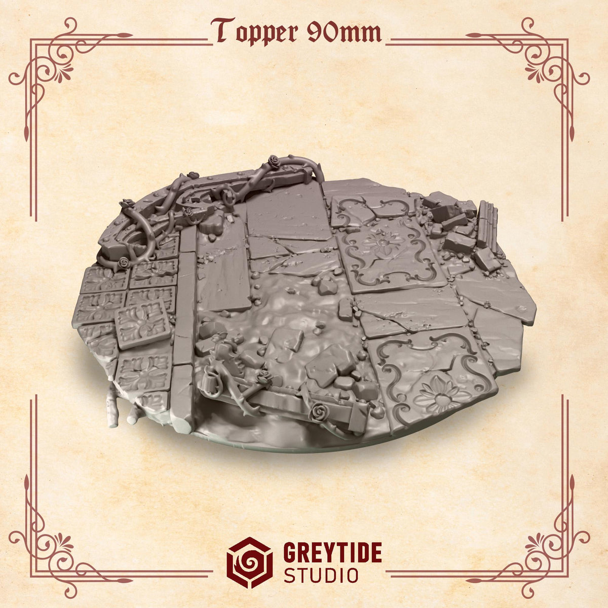 Crimson Lords 90mm Base Topper Kit Bash Set for Wargames & Skirmish Tabletop 3d Printed