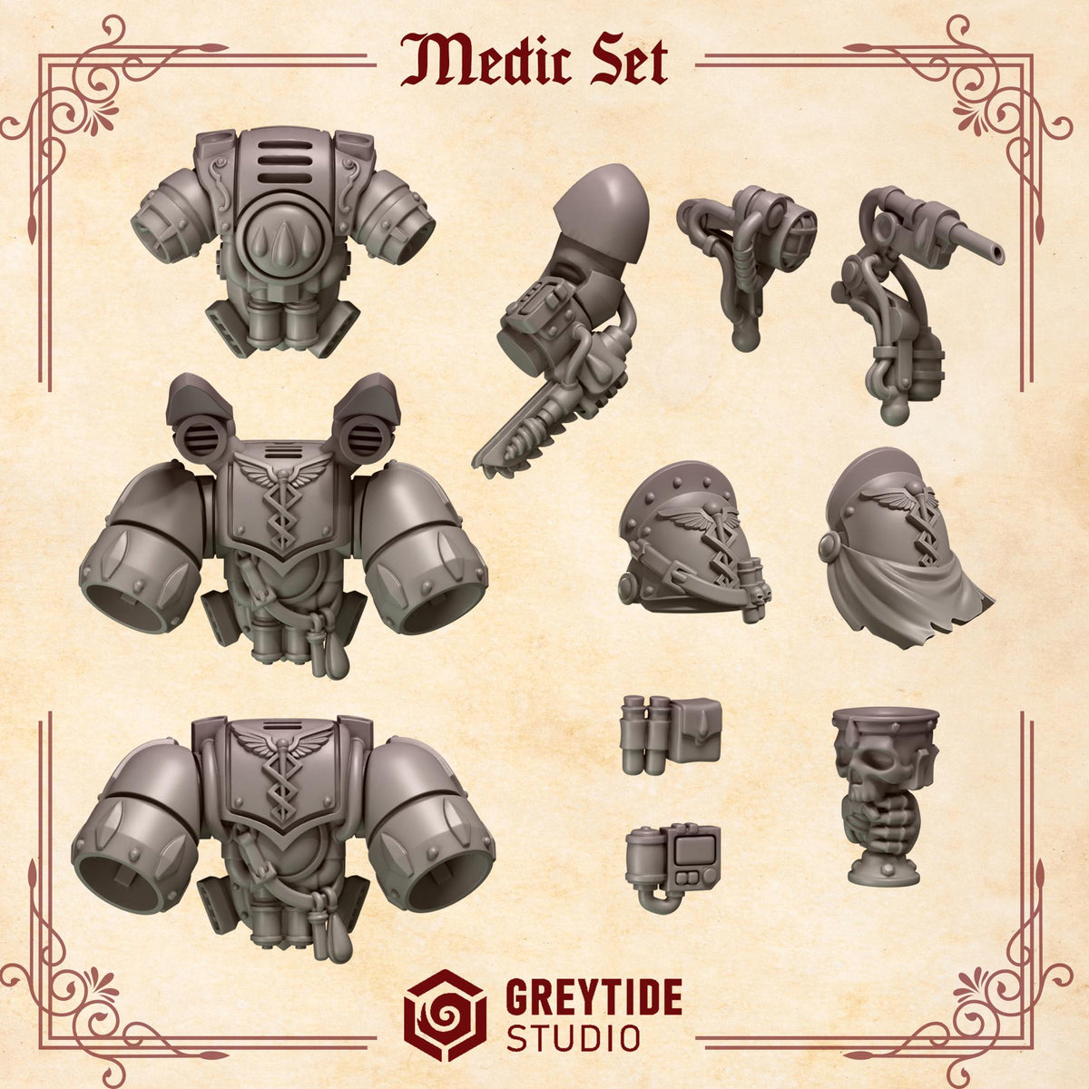 Crimson Lords Medic Upgrade Bits Set for Wargames & Skirmish Tabletop 3d Printed