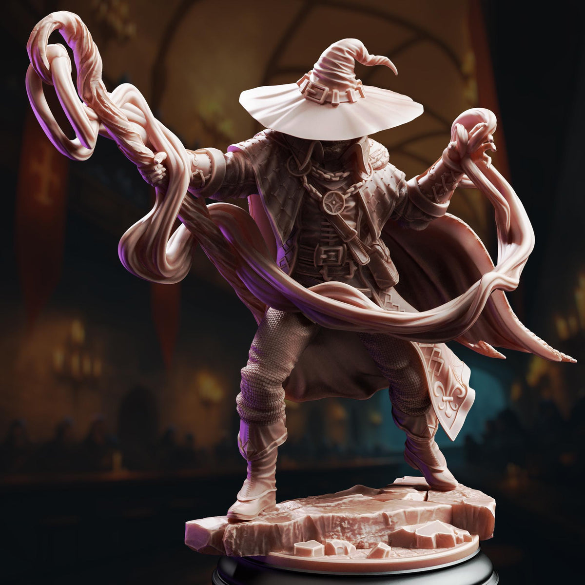 Master Mage Wizard Miniature | Unpainted 32mm Resin DnD Mini | Robed Professor Archmage | Big Hat Harrison | Tabletop RPG NPC Figure