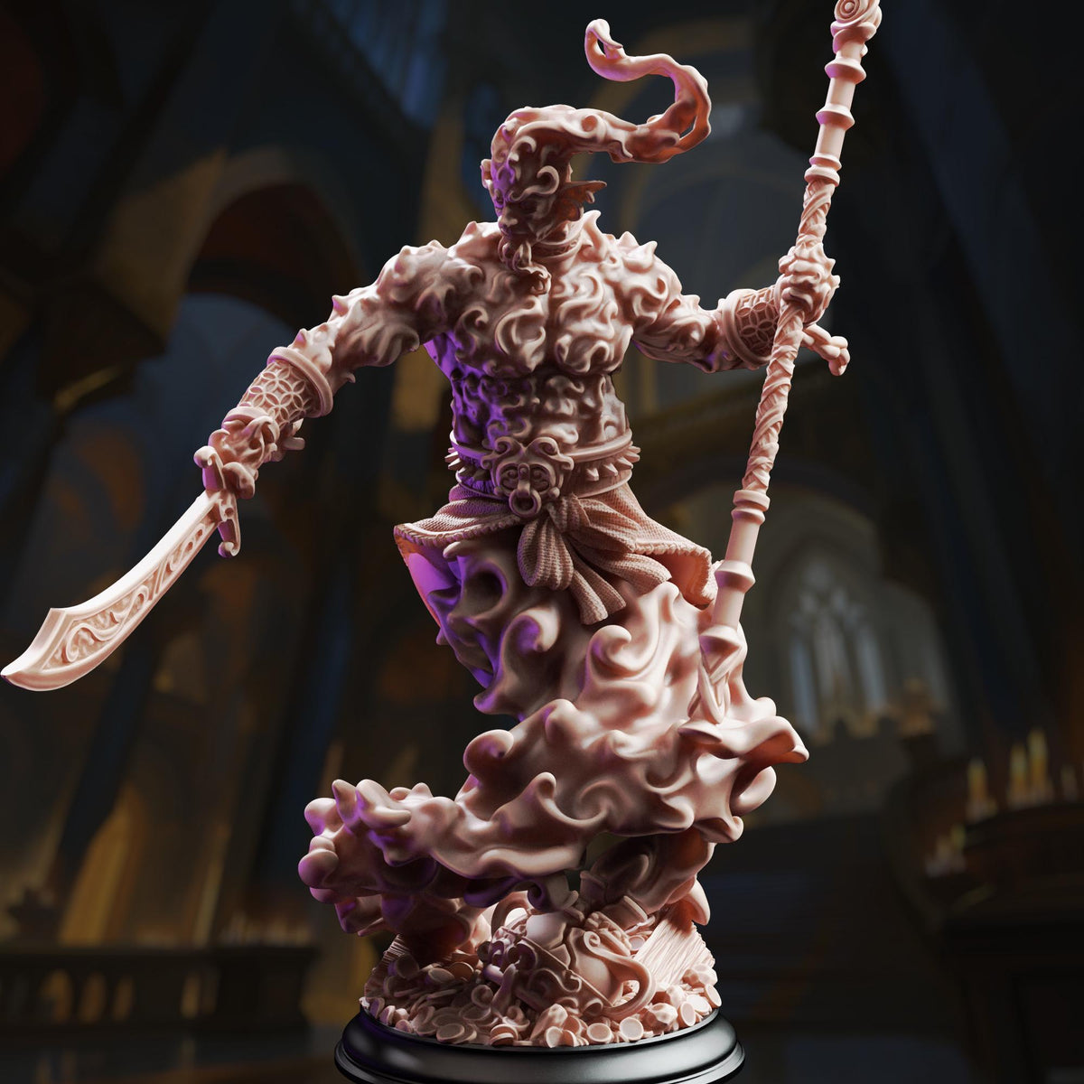 Djinn Genie Miniature Elemental | Unpainted 32mm Resin DnD Mini | Trickster Djinn Monster NPC | Rabasa | Tabletop RPG Fantasy Figure