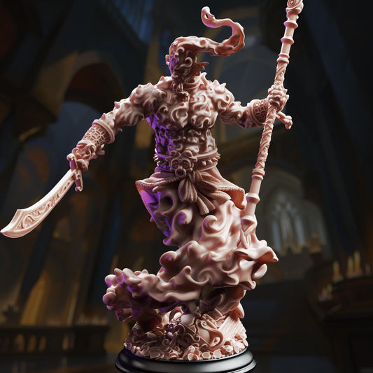 Djinn Genie Miniature Elemental | Unpainted 32mm Resin DnD Mini | Trickster Djinn Monster NPC | Rabasa | Tabletop RPG Fantasy Figure