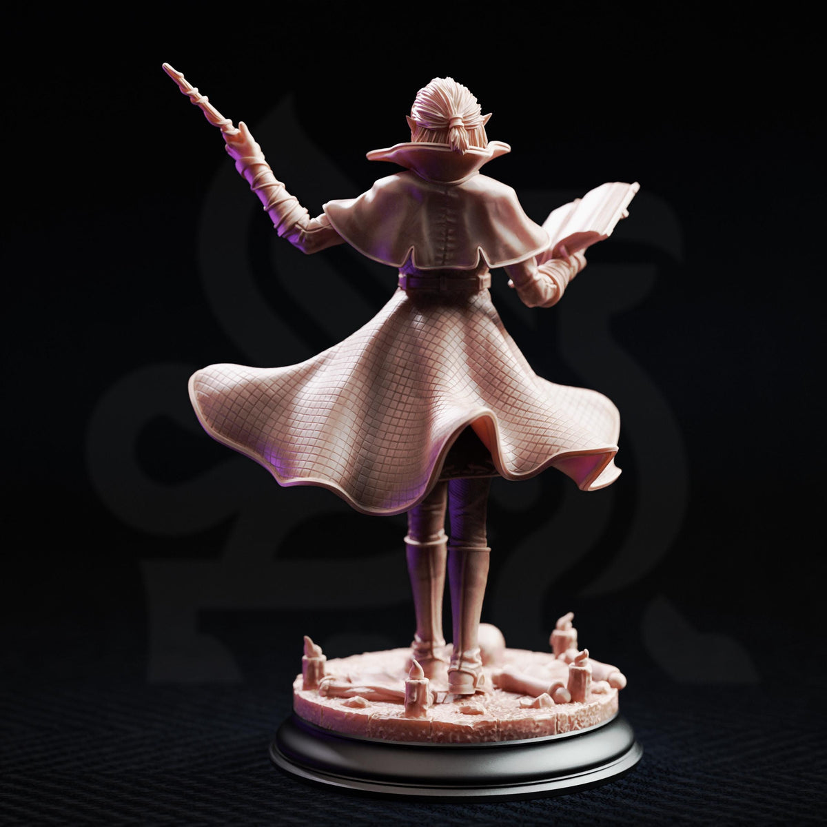 Necromancer Wizard Miniature | Unpainted 32mm Resin DnD Mini | Female Half Elf Mage Headmistress | Margaux de la Croix | Tabletop RPG NPC