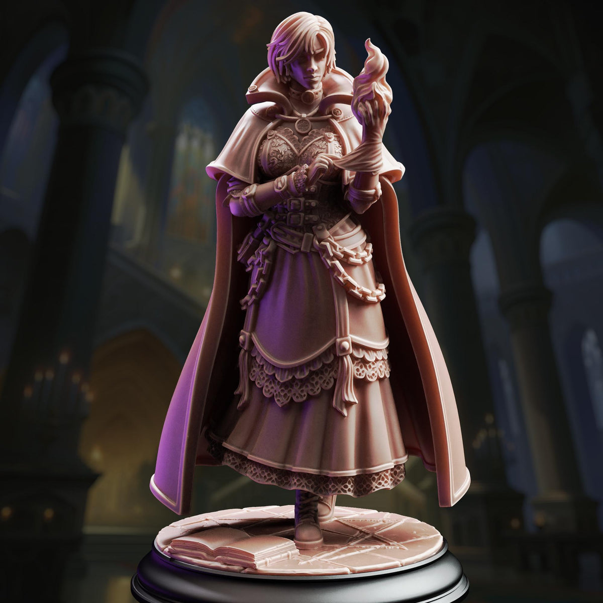 Gothic Sorceress Miniature | Unpainted 32mm Resin DnD Mini | Female Mage Wizard Witch | Lune de la Rue | Tabletop RPG NPC Figure