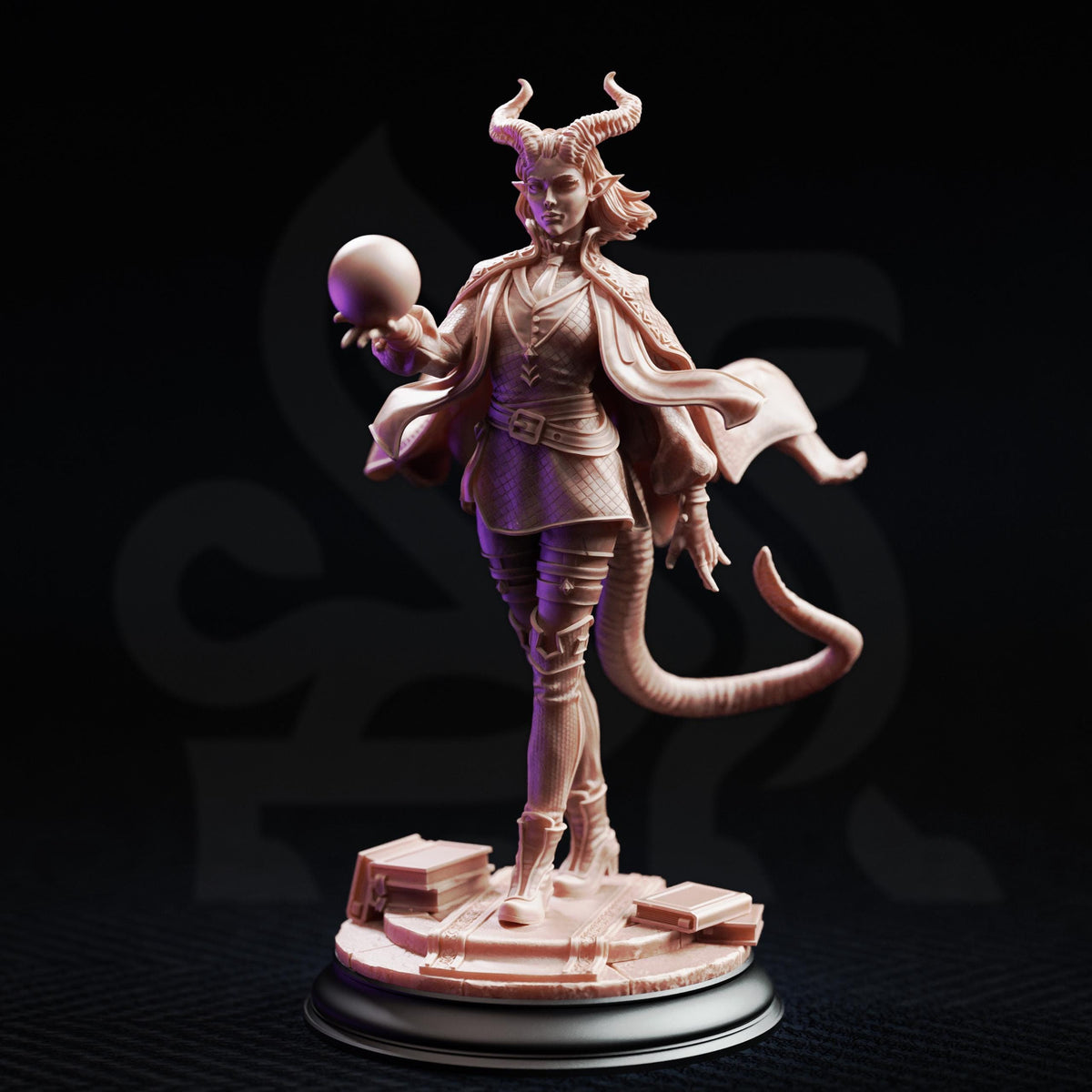 Tiefling Sorceress Miniature | Unpainted 32mm Resin DnD Mini | Female Enchantress Mage Warlock | Ivy Dupré | Tabletop RPG NPC Figure