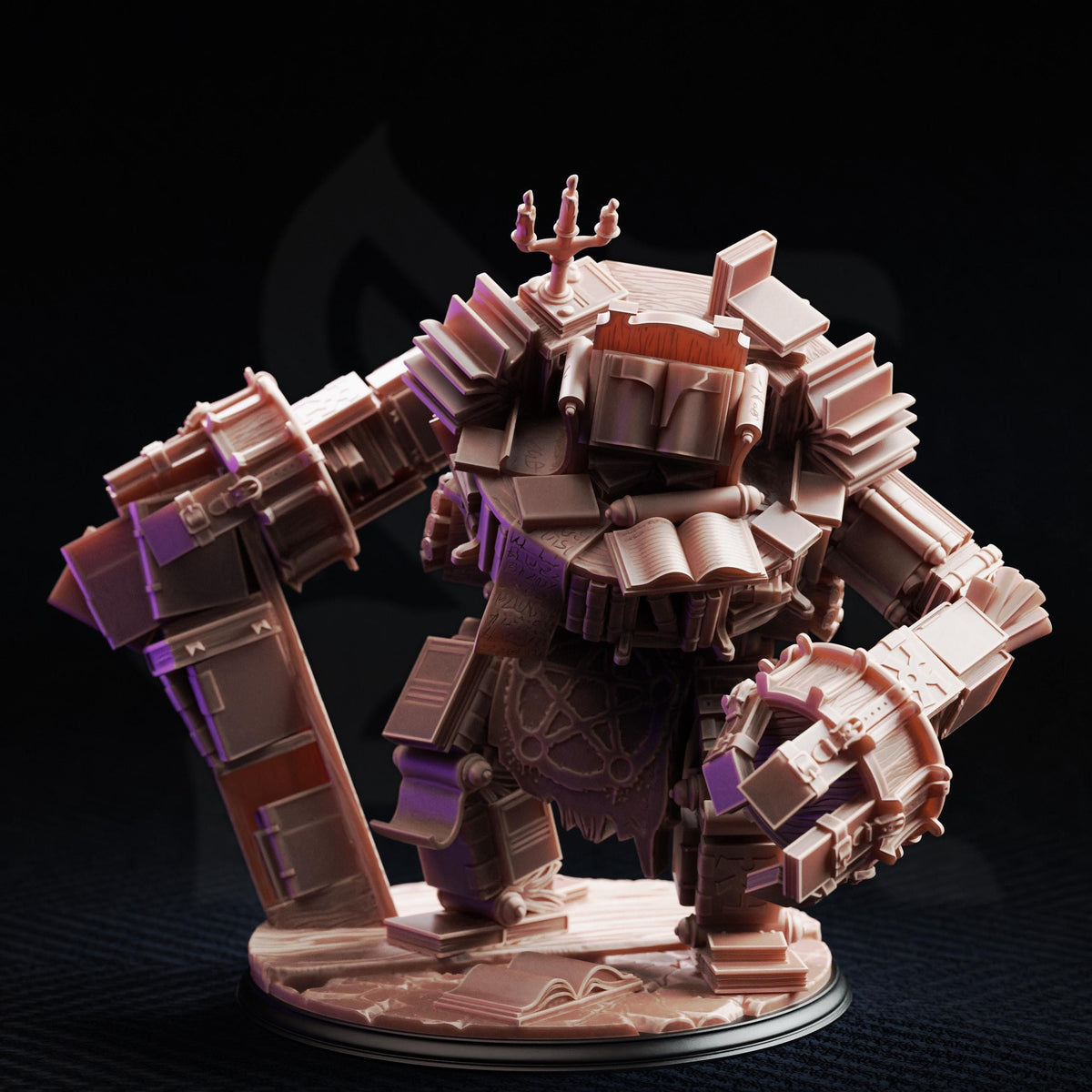 Book Golem Miniature Library Guardian | Unpainted 32mm Resin DnD Mini | Tome Construct Monster | Forbidden Section | Tabletop RPG NPC