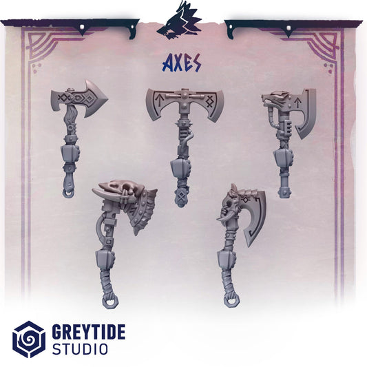 Primal Hounds Axes Bits Set for Wargames & Skirmish Tabletop 3d Printed Kit Bash