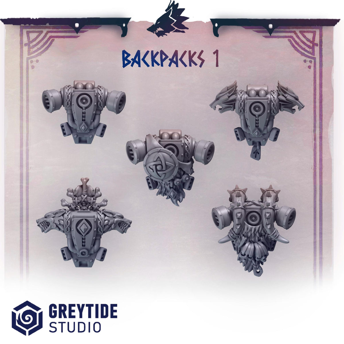 Primal Hounds Backpacks 1 Bits Set for Wargames & Skirmish Tabletop 3d Printed Kitbash