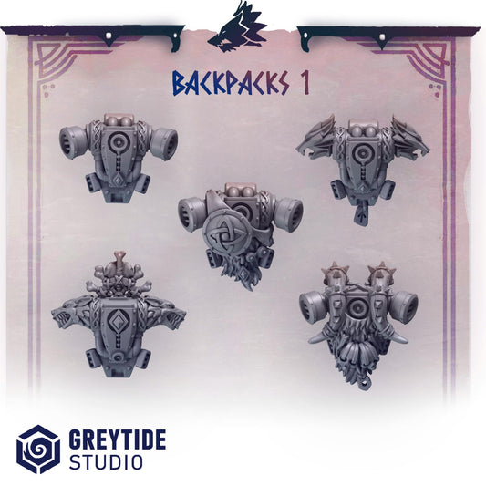 Primal Hounds Backpacks 1 Bits Set for Wargames & Skirmish Tabletop 3d Printed Kitbash
