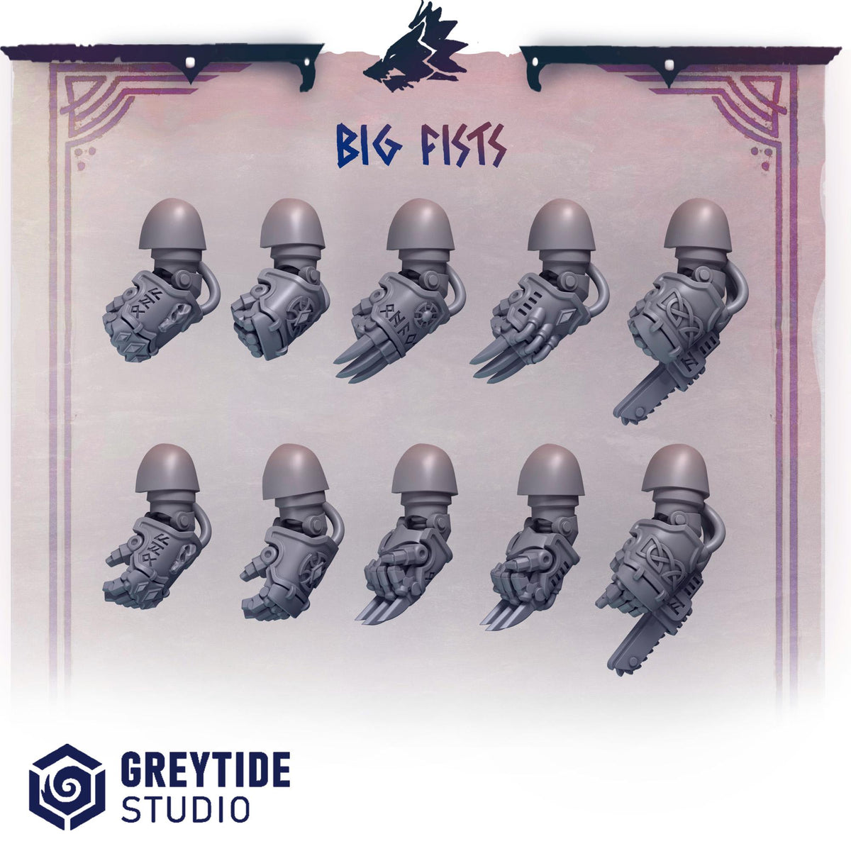 Primal Hounds Big Fists, claws and chainfist for Wargames & Skirmish Tabletop 3d Printed Kit Bash Custom