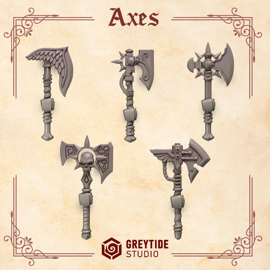 Crimson Lords Axes x5 Bits Set for Wargames & Skirmish Tabletop 3d Printed Kit bash