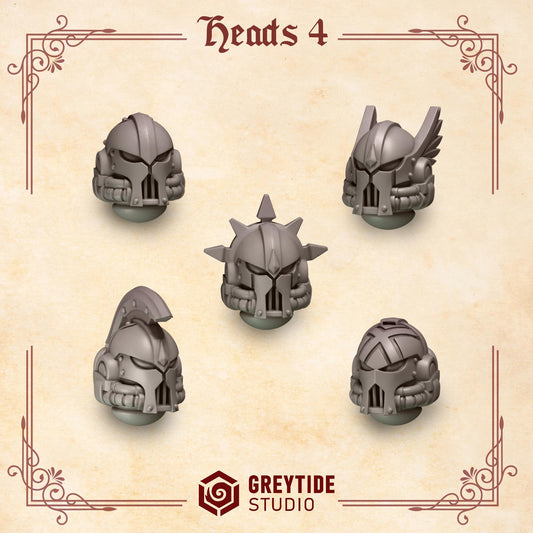 Crimson Lords Heads 4 Kit Bash Bits Set for Wargames & Skirmish Tabletop 3d Printed