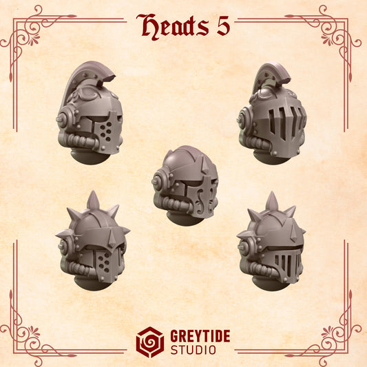Crimson Lords Heads 5 Kit Bash Bits Set for Wargames & Skirmish Tabletop 3d Printed