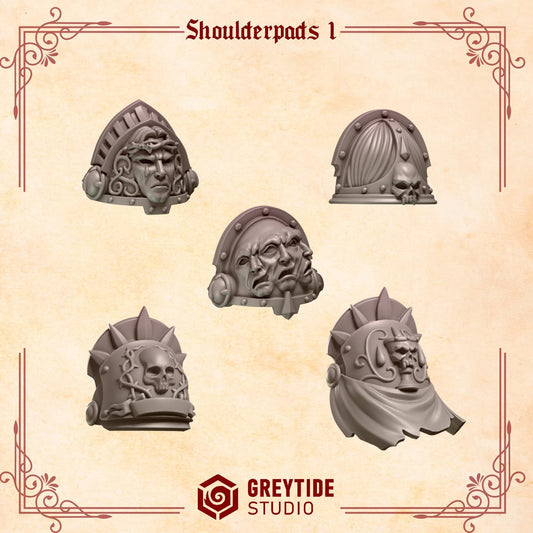 Crimson Lords Shoulder Pads 1 Kit Bash Bits Set for Wargames & Skirmish Tabletop 3d Printed