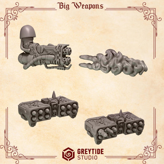 Crimson Lords Big Weapons Kit Bash Bits Set for Wargames & Skirmish Tabletop 3d Printed
