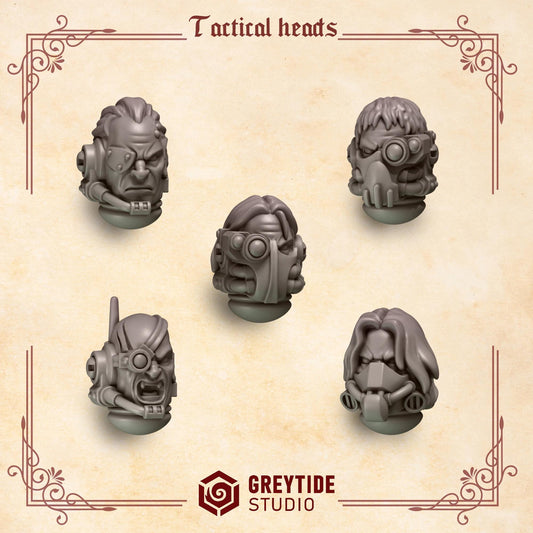 Crimson Lords Tactical Heads Kit Bash Bits Set for Wargames & Skirmish Tabletop 3d Printed