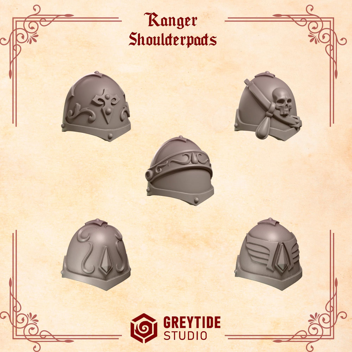 Crimson Lords Ranger Shoulderpads Kit Bash Bits Set for Wargames & Skirmish Tabletop 3d Printed