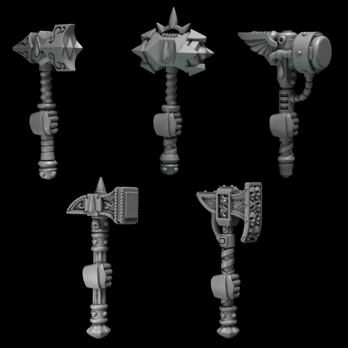 Crimson Lords Hammers Kit Bash Bits Set for Wargames & Skirmish Tabletop 3d Printed Kit bash