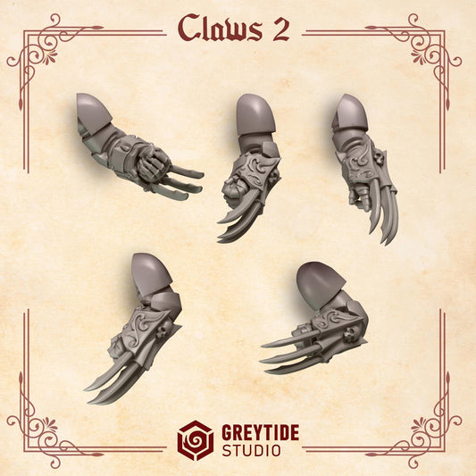 Crimson Lords Claws 2 Kit Bash Bits Set for Wargames & Skirmish Tabletop 3d Printed