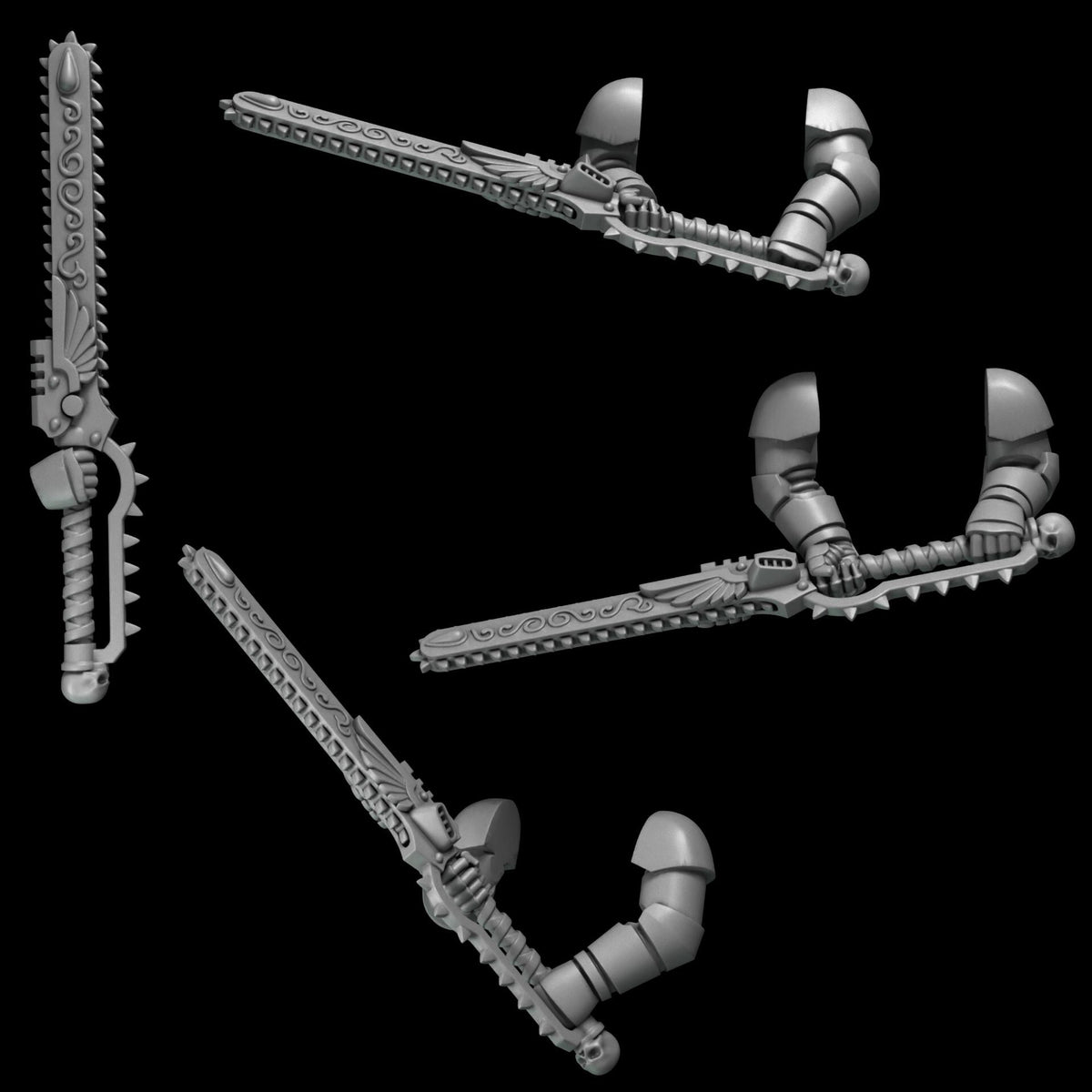 Crimson Lords Two Handed Chainswords Kit Bash Bits Set for Wargames & Skirmish Tabletop 3d Printed