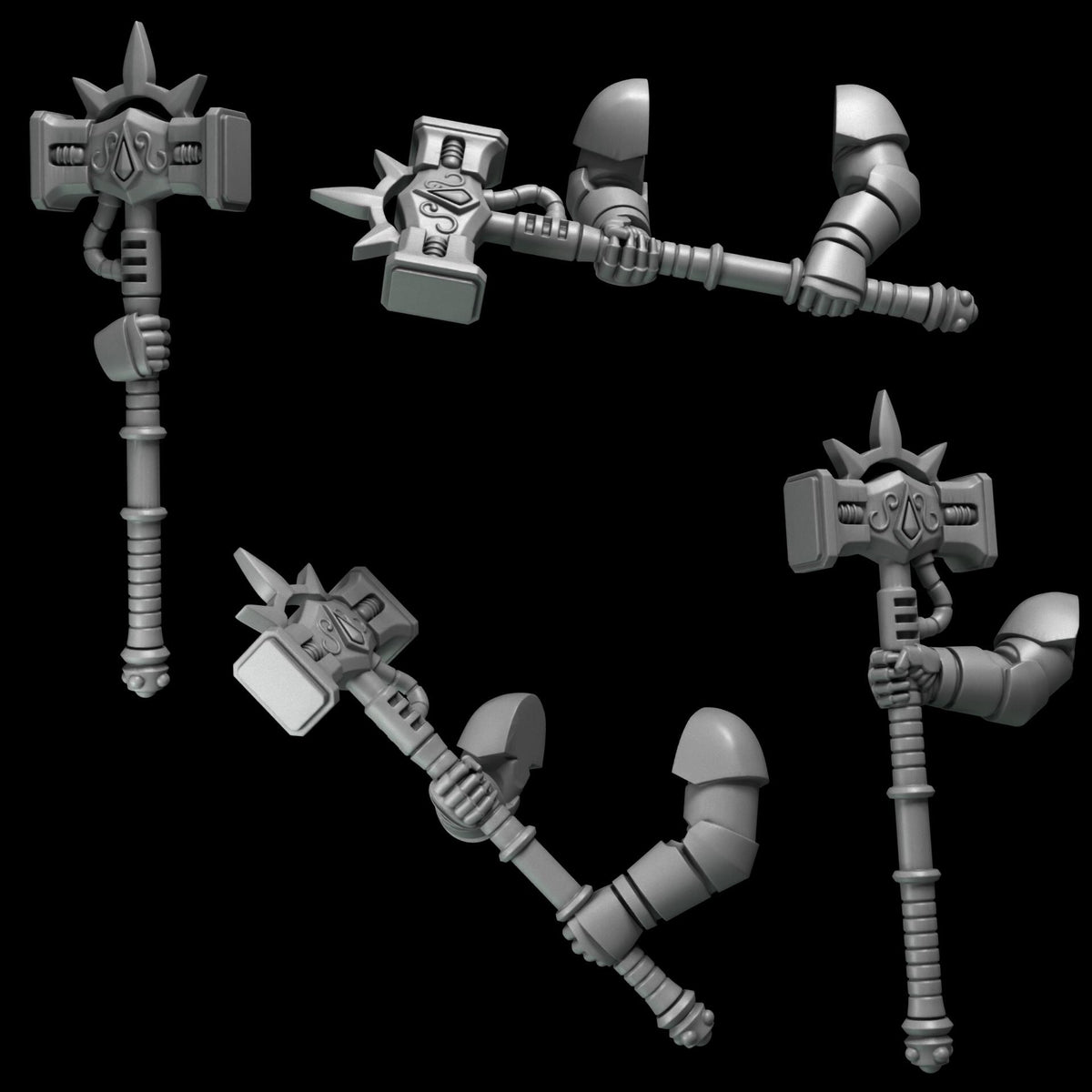 Crimson Lords Two Handed Hammers Kit Bash Bits Set for Wargames & Skirmish Tabletop 3d Printed