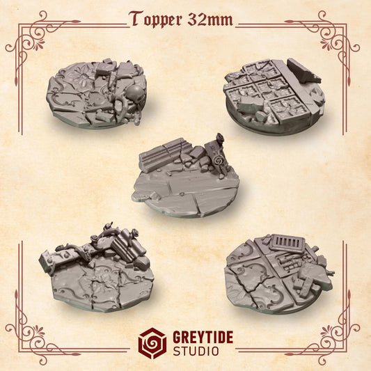 Crimson Lords 32mm Base Toppers Kit Bash Set for Wargames & Skirmish Tabletop 3d Printed