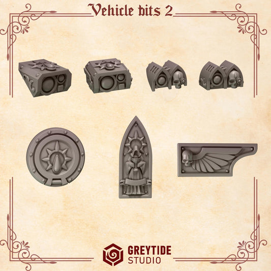 Crimson Lords Vehicle Decoration Accessories Kit Bash Bits 2 Set for Wargames & Skirmish Tabletop 3d Printed