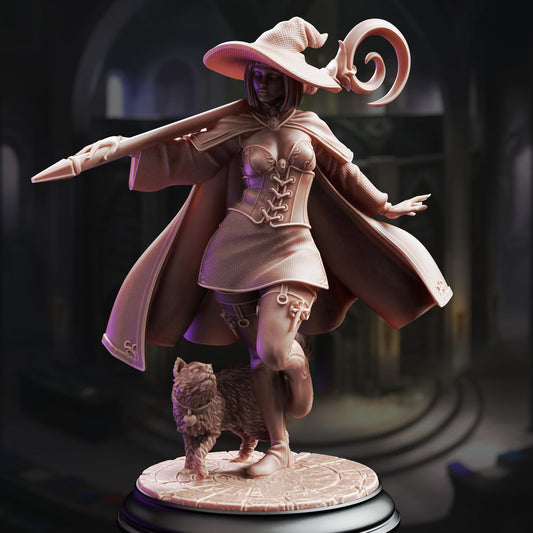 Lady Elara Head of Studies Miniature | Unpainted 32mm Resin DnD Mini | Female Witch Wizard Professor | Magic Academy | Tabletop RPG Figure