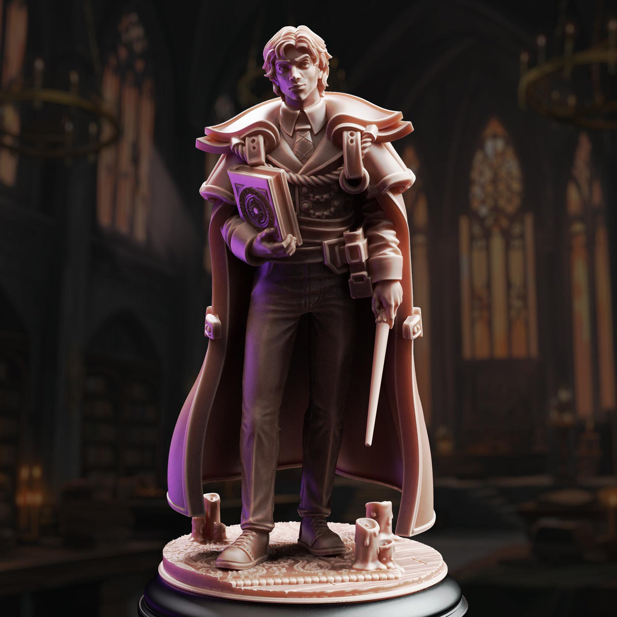 Young Wizard Miniature Apprentice | Unpainted 32mm Resin DnD Mini | Male Human Mage Student | Robin Presner | Tabletop RPG NPC Figure
