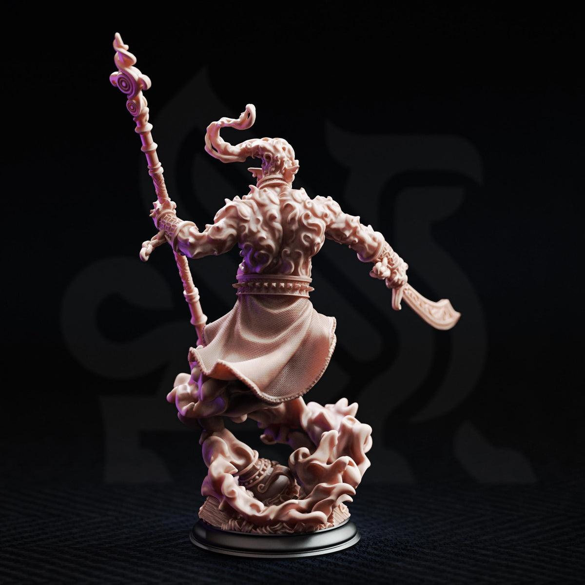 Djinn Genie Miniature Elemental | Unpainted 32mm Resin DnD Mini | Trickster Djinn Monster NPC | Rabasa | Tabletop RPG Fantasy Figure