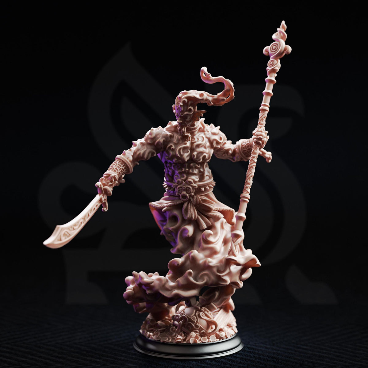 Djinn Genie Miniature Elemental | Unpainted 32mm Resin DnD Mini | Trickster Djinn Monster NPC | Rabasa | Tabletop RPG Fantasy Figure