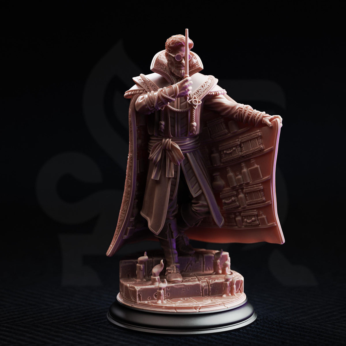 Alchemist Wizard Miniature | Unpainted 32mm Resin DnD Mini | Male Mage Professor Scholar | Luther Fleck | Tabletop RPG NPC Figure