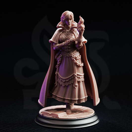 Gothic Sorceress Miniature | Unpainted 32mm Resin DnD Mini | Female Mage Wizard Witch | Lune de la Rue | Tabletop RPG NPC Figure