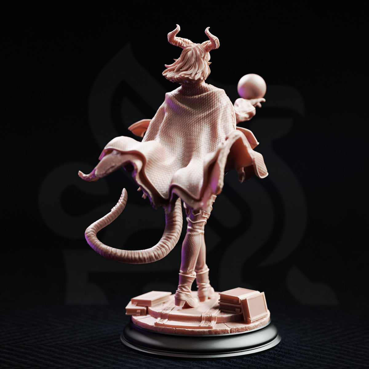 Tiefling Sorceress Miniature | Unpainted 32mm Resin DnD Mini | Female Enchantress Mage Warlock | Ivy Dupré | Tabletop RPG NPC Figure
