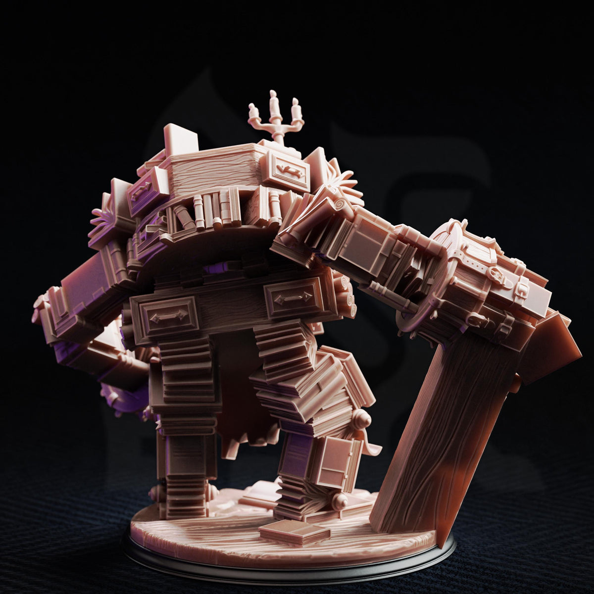 Book Golem Miniature Library Guardian | Unpainted 32mm Resin DnD Mini | Tome Construct Monster | Forbidden Section | Tabletop RPG NPC