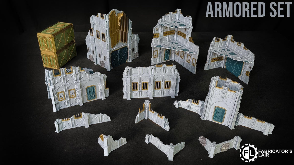 Foldable Gothic Grimdark Ruins Terrain | 32mm Sci Fi Scenery for Wargaming | Modular Tabletop RPG Buildings