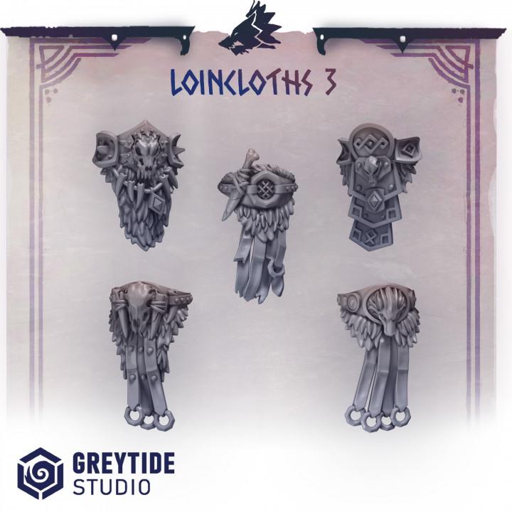 Primal Hounds Lioncloths 3 for Wargames & Skirmish Tabletop 3d Printed Kit Bash Custom Bits