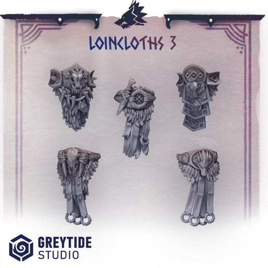 Primal Hounds Lioncloths 3 for Wargames & Skirmish Tabletop 3d Printed Kit Bash Custom Bits