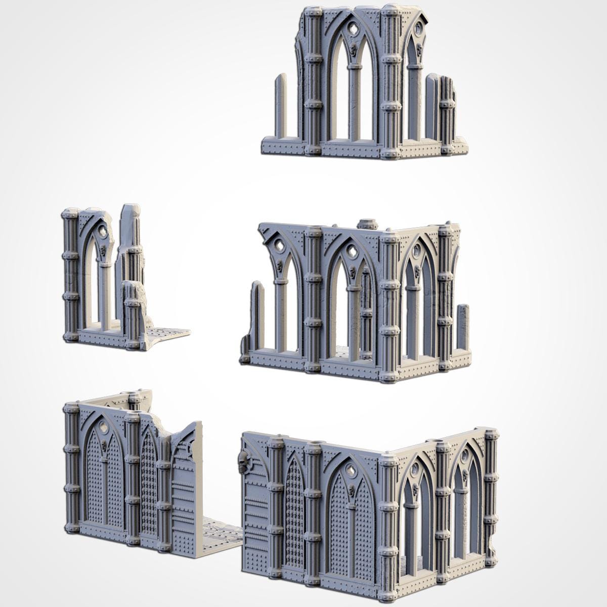 Gothic Cathedral Ruins Terrain | 32mm Ruined Church Wargaming Scenery | Grimdark Tabletop Building | Fantasy & Sci-Fi RPG Diorama Set