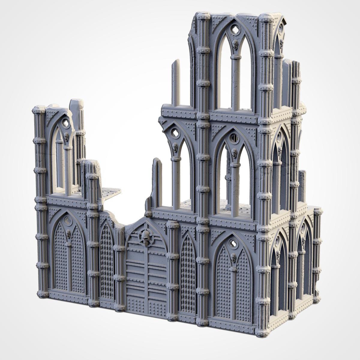 Gothic Cathedral Ruins Terrain | 32mm Ruined Church Wargaming Scenery | Grimdark Tabletop Building | Fantasy & Sci-Fi RPG Diorama Set