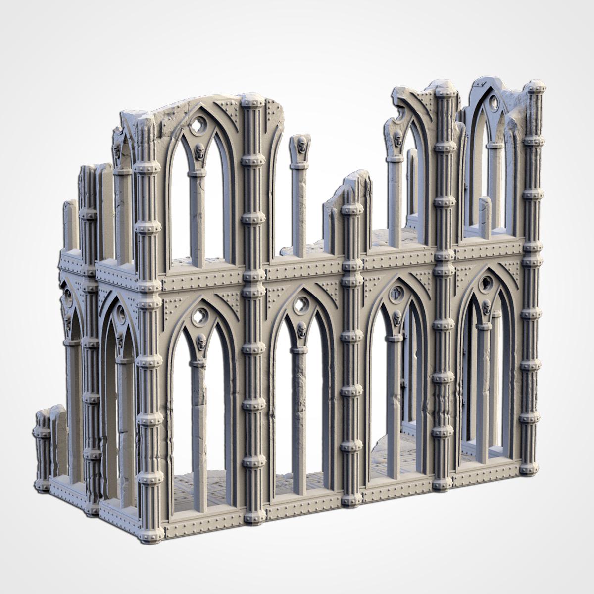 Gothic Cathedral Ruins Terrain | 32mm Ruined Church Wargaming Scenery | Grimdark Tabletop Building | Fantasy & Sci-Fi RPG Diorama Set