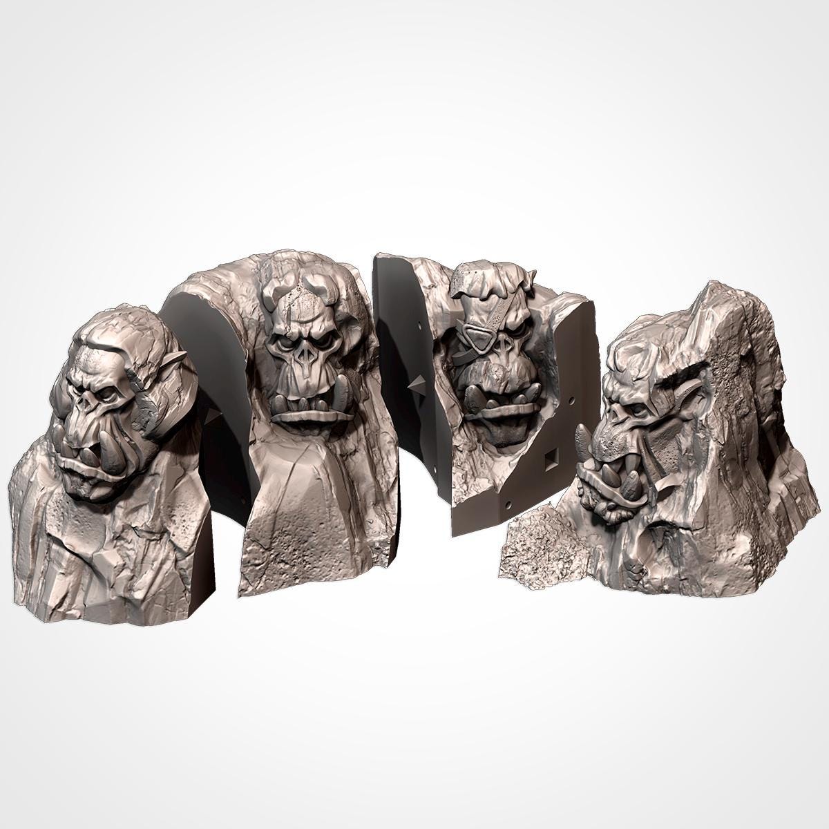 Orc Monuments Terrain Set | 32mm Fantasy Statues Scenery | Tabletop Wargaming Idols & Totems | Orcish Warband RPG Diorama
