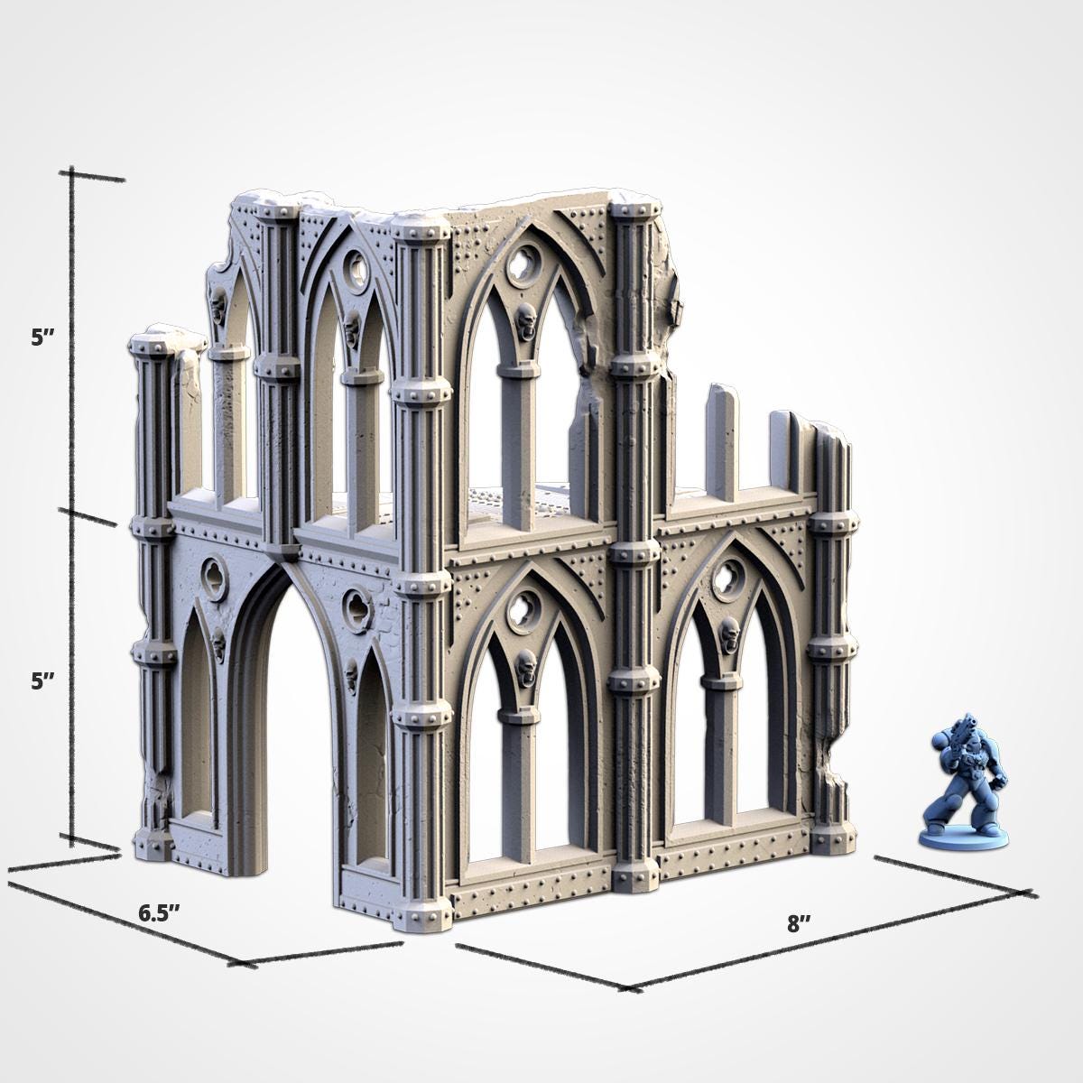 Gothic Cathedral Ruins Terrain 2 | 32mm Ruined Church Wargaming Scenery | Grimdark Tabletop Building | Fantasy & Sci-Fi RPG Diorama Set