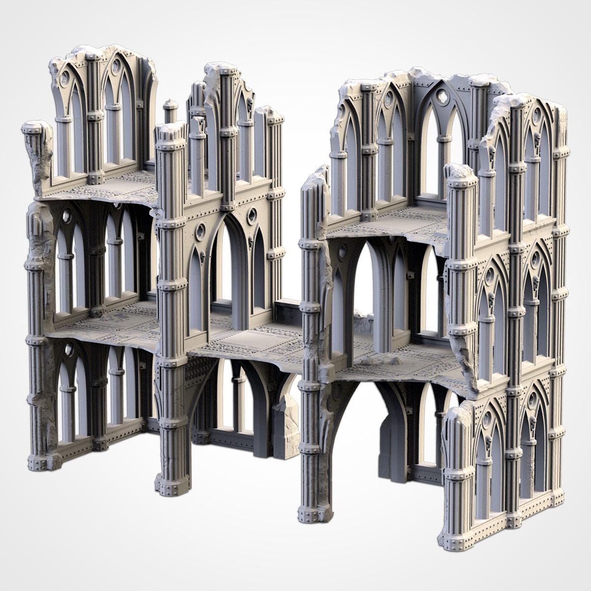 Gothic Cathedral Ruins Terrain 2 | 32mm Ruined Church Wargaming Scenery | Grimdark Tabletop Building | Fantasy & Sci-Fi RPG Diorama Set