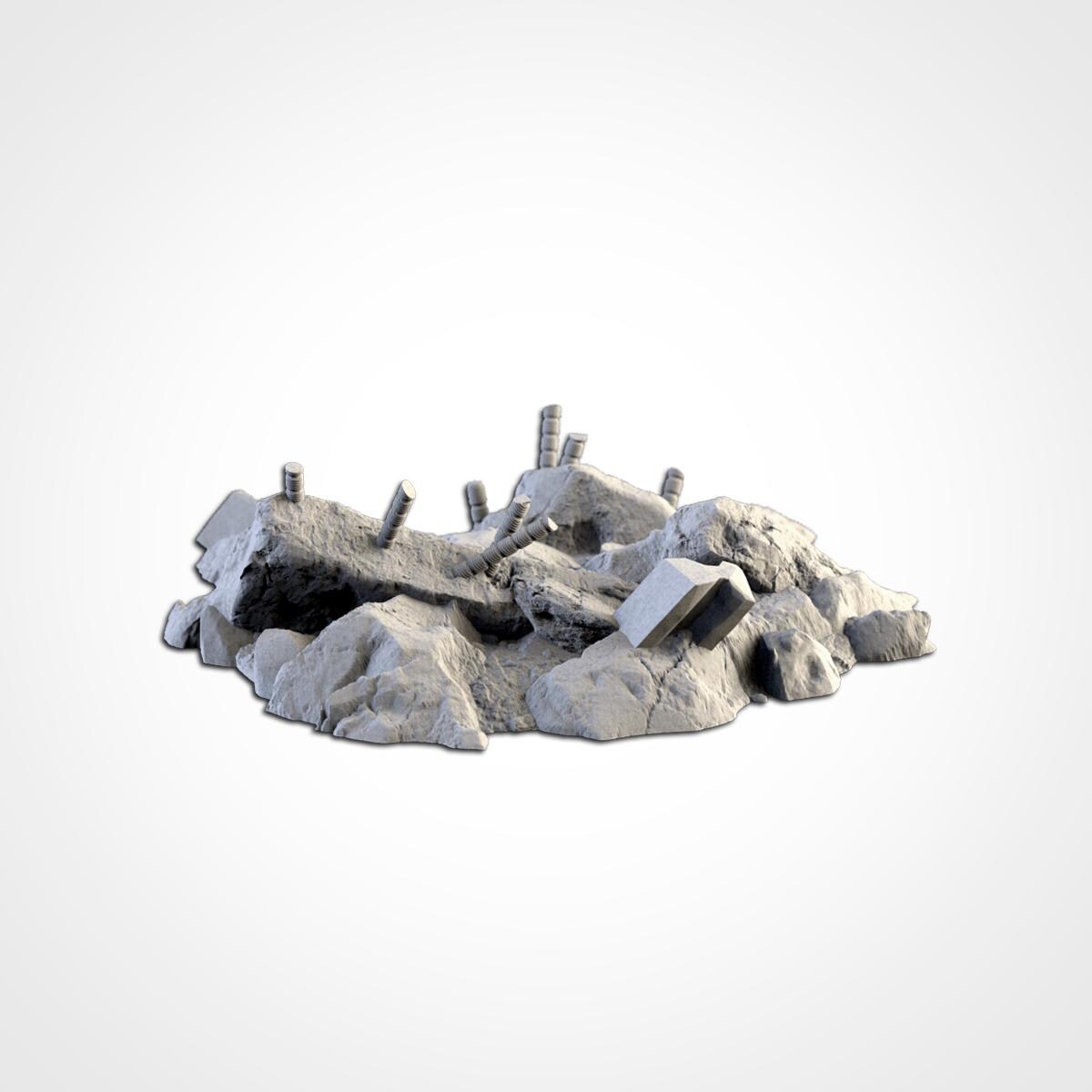 City Debris Scatter Terrain Set | 32mm Wargaming Rubble & Barricades | Post Apocalyptic Tabletop Scenery | Sci-Fi Battlefield Cover