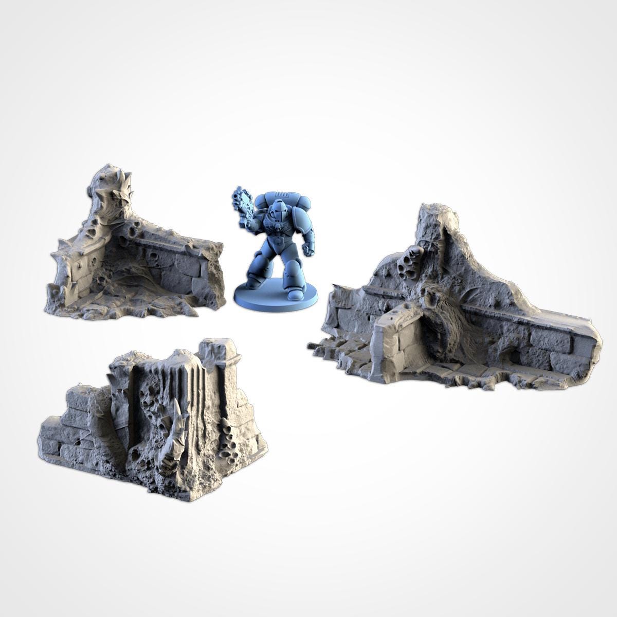 Infected Ruins Terrain Set | 32mm Corrupted Diseased Building Scenery | Plague Wargaming Tabletop Horror | RPG Diorama